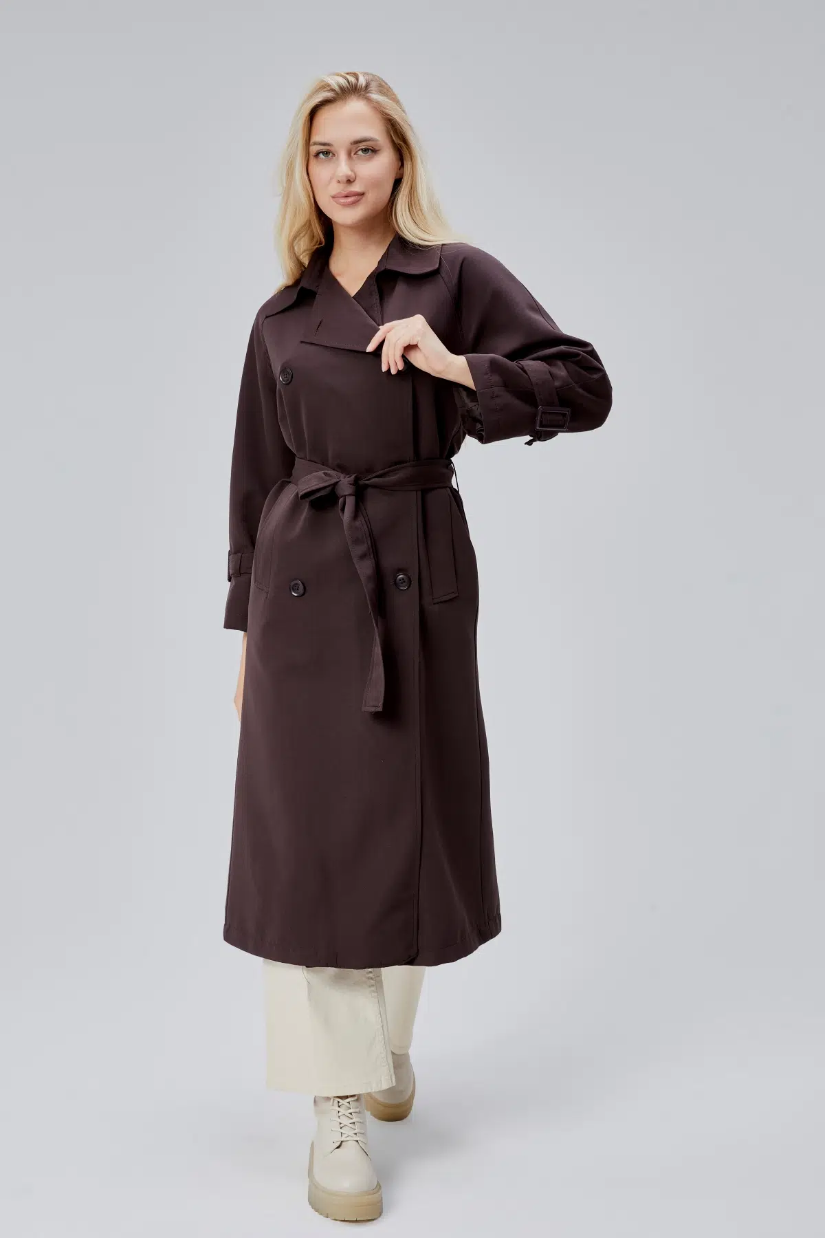 Acı Kahve Oversize Kuşaklı Trençkot XS-S-M-L-XL-XX-