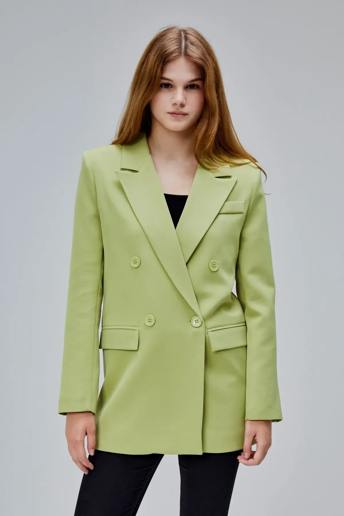 Astarlı Kruvaze Kapama Dokuma Oversize Blazer Ceket S-M-L-XL
