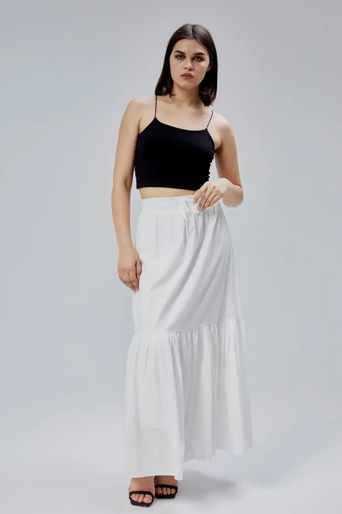 Ekru Regular Pamuklu Vual Etek XS-S-M-L-XL
