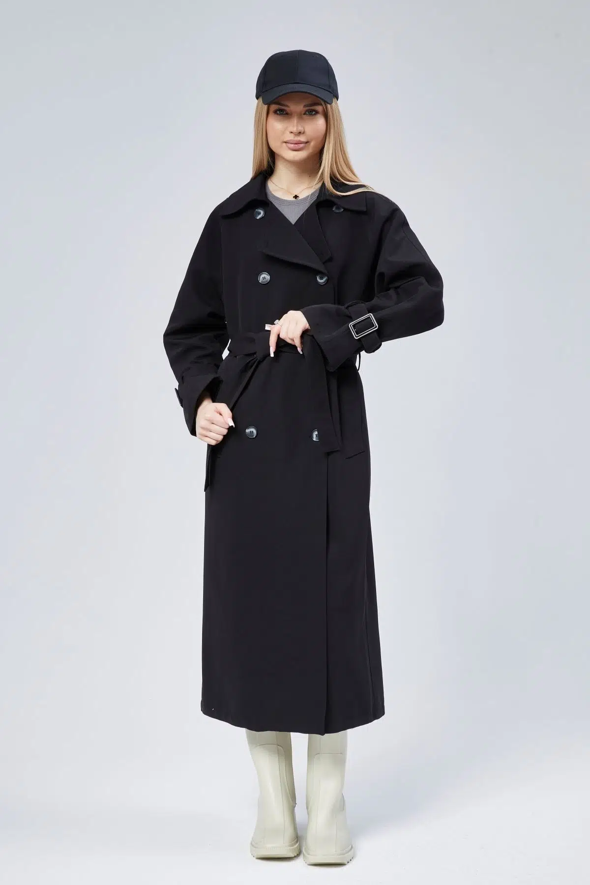 Kadın Oversize Kuşaklı Trençkot XS-S-M-L-XL-XXL