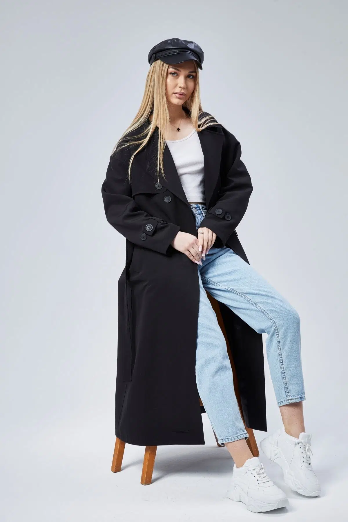 Oversize Rüzgarlık Detaylı Trençkot XS-S-M-L-XL-XXL