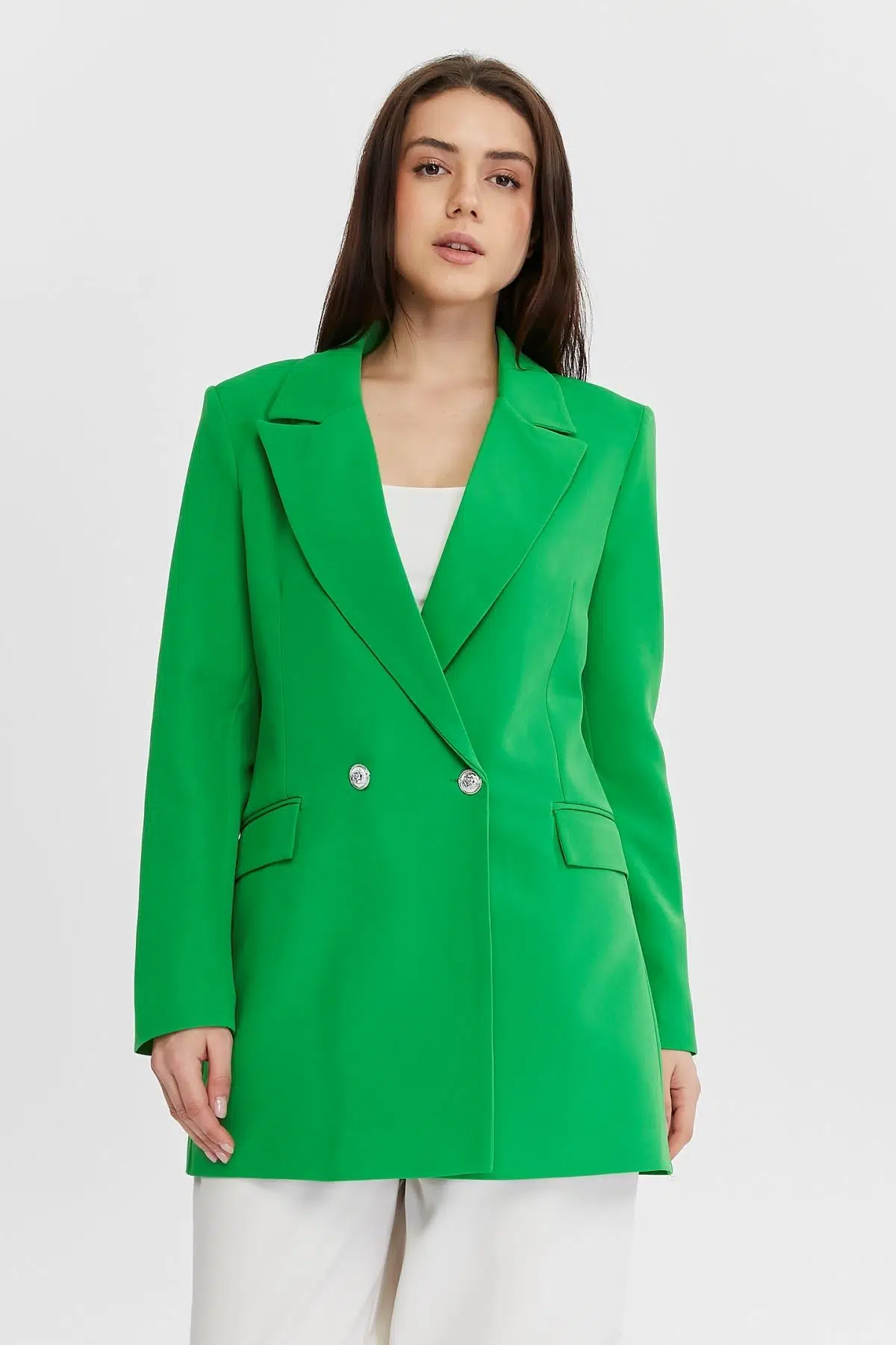 Yeşil Oversize Dokuma Blazer Ceket XS-S-M-L-XL-XXL
