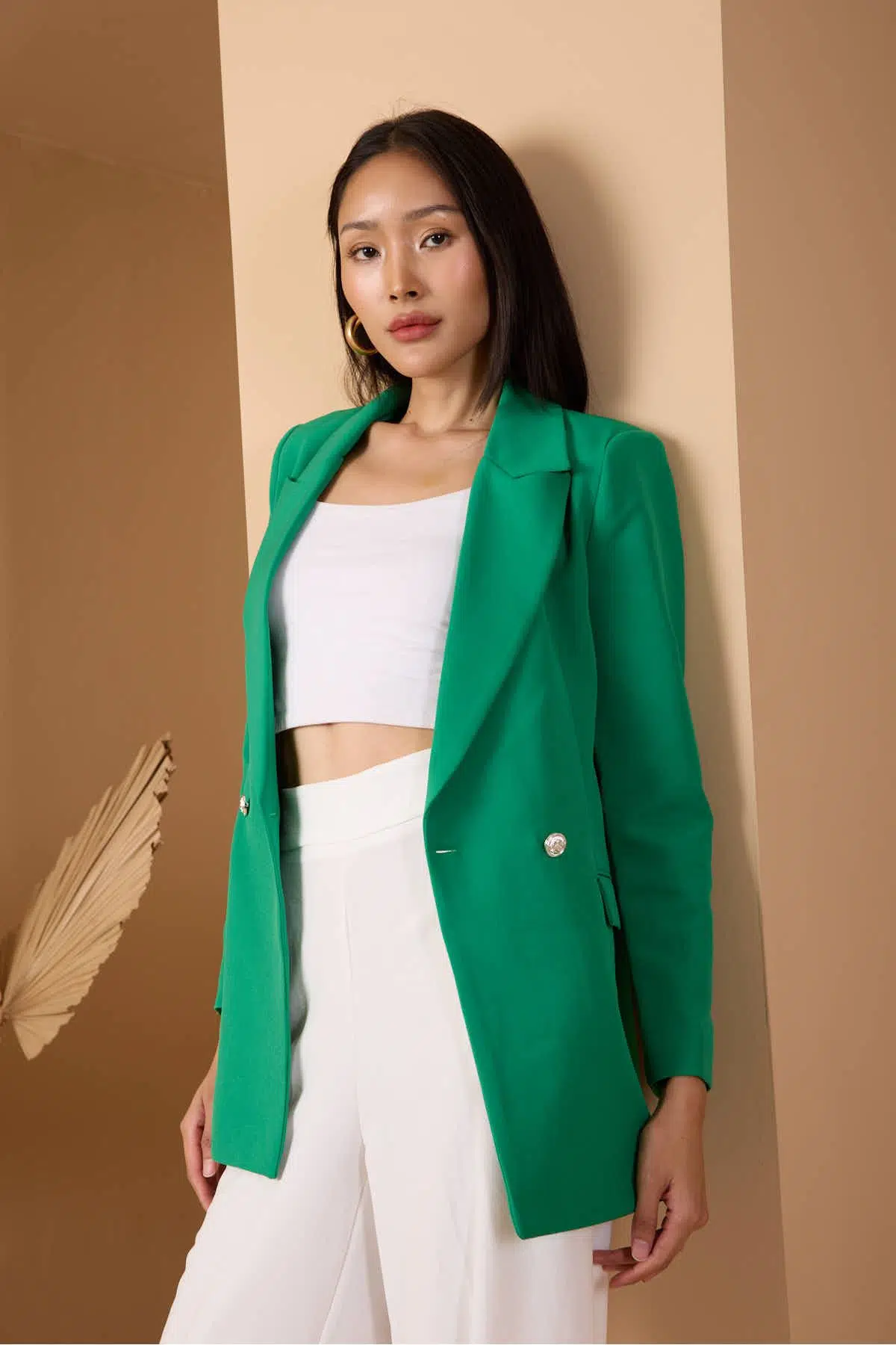 Zümrüt Yeşili Oversize Dokuma Blazer Ceket XS-S-M-L-XL-XXL